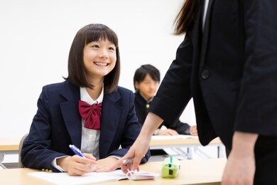 junior high school students studying at a cram school
