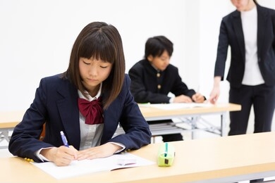 junior high school students studying at a cram school