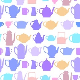 teapots  and cups  seamless pattern made in vector.  paper, wall paper, wrapping paper, textile, tablecloth. 

