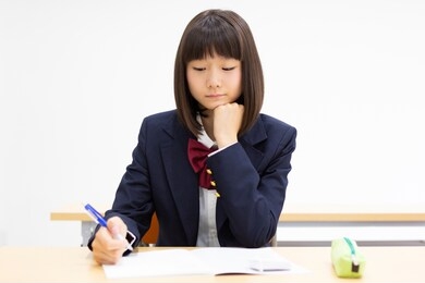 junior high school students studying at a cram school