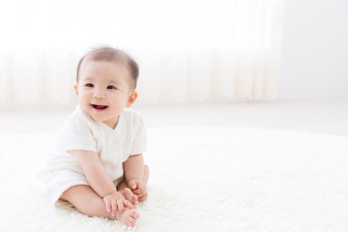 asian baby in the room