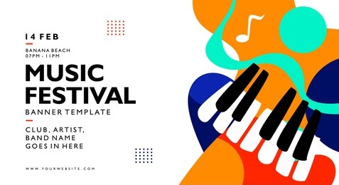 music festival banner background template with colorful trend colors. poster for print material, advertisement, and element. vector illustration.