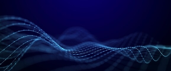 wave of dots and weave lines. abstract background. network connection structure.