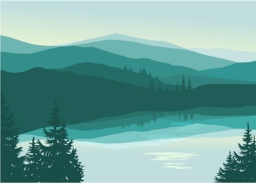 beautiful mountain landscape with reflection in the lake