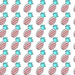 vector illustration. seamless pattern with colourful pineapples isolated on white. hand drawn simple doodle clipart. summer fruit. perfect for menu, poster, food banner, children and baby projects.