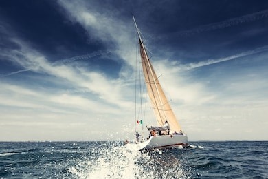 sailing ship yachts with white sails