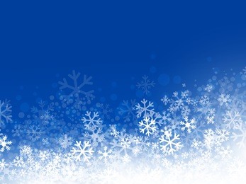 winter abstract snowflake background in blue, copyspace