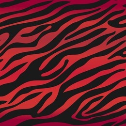 abstract red orange black zebra skin color in vector. textured seamless background. colorful bright animal skin fur striped texture. printing for textiles, wallpaper, packaging