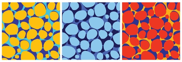 sea river pebbles. set of seamless summer patterns. vector image.