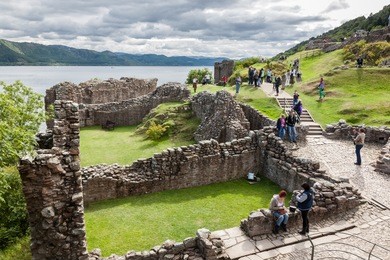 urquhart castle beside loch ness in scotland, uk.