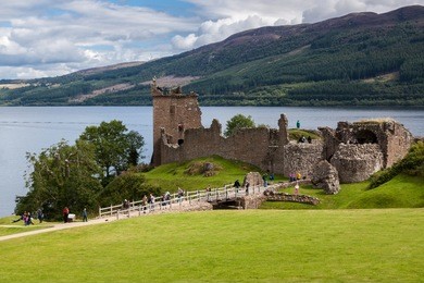 urquhart castle beside loch ness in scotland, uk.