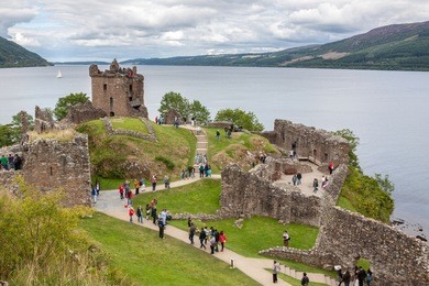 urquhart castle beside loch ness in scotland, uk.