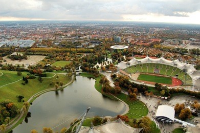 stadium of the olympiapark in munich, germany, is an olympic park which was constructed for the 1972 summer olympics on november 08, 2007, munich germany