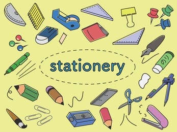 stationery color handwritten illustration background material icon set
