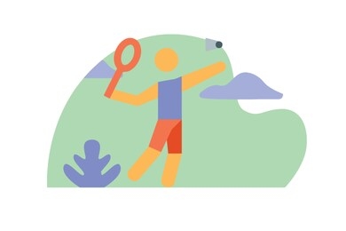 badminton player icon,modern vector character design,isolated white background