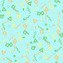 seamless memphis background. abstract color texture with lines and geometric figures for print, fabric, cloth. modern seamless multicolor background in memphis style for your design. vector.