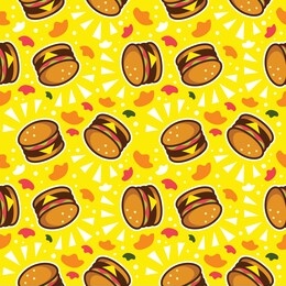 burger fast food pattern seamless