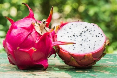 dragon fruit or pitahaya on blurred background