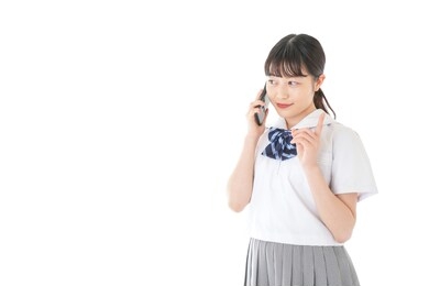 young student using a smartphone