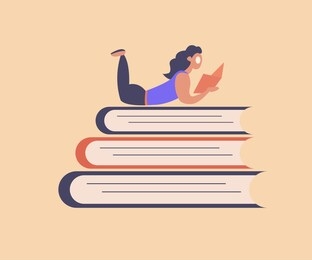 flat design illustration.nation book day. persona resting time for reading book. cute flat design to explain your feeling on the banners or websites.