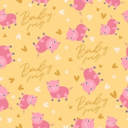 big set of young animal seamless pattern : baby pig seamless pattern : vector illustration