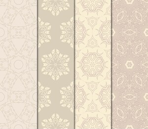 vertical seamless patterns set, abstract floral geometric texture. ornament for interior design, greeting cards, birthday or wedding invitations, paper print. ethnic