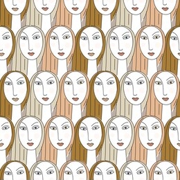 the girls. white background. seamless pattern.