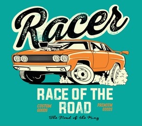 vector hot rod and custom race car illustration for tshirt 