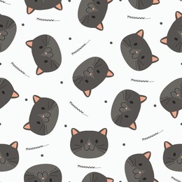 cute black cats seamless pattern isolated in white background. funny black cats head seamless pattern cartoon vector. animal vector background template for kids.