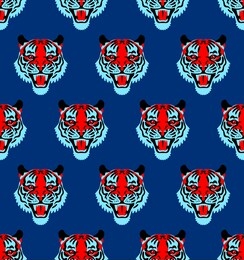 vector seamless pattern old school tiger
