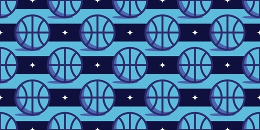 basketball seamless pattern vector background with blue color