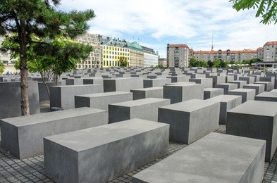 view of the memorial to the murdered jews of europe in berlin