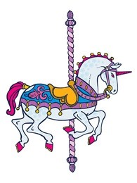 bright elegant smart carousel unicorn vector