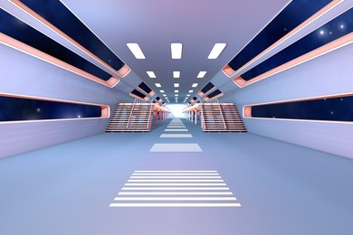 space station interior. 3d architecture visualization.