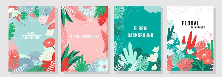 vector set floral background, nature background, banner, cover, templates, posters.