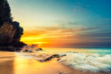 sunset and beach on nature background
