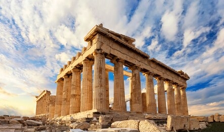 parthenon temple on a sinset. acropolis in athens, greece. the parthenon is a temple on the athenian acropolis in greece, dedicated to the goddess athena.