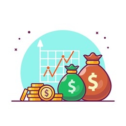 investment statistic with money vector icon illustration. growth investment finance, business icon concept white isolated. flat cartoon style suitable for web landing page, banner, sticker, background