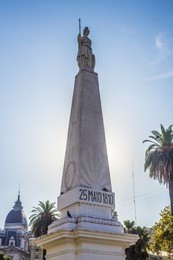 the piramide de mayo (may pyramid), on plaza de mayo square is the oldest national monument in the city of buenos aires, argentina.