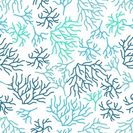 sea corals seamless pattern. ocean, marine texture. vector illustration.
