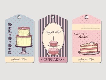 vintage labels with desserts