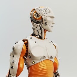 smart robot man with an open mechanical structure, 3d rendering