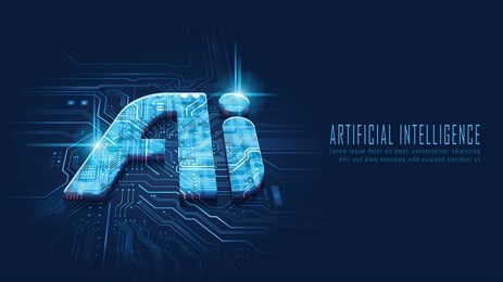 ai on circuit board in futuristic concept suitable for future technology artwork , responsive web banner