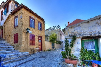traditional houses in plaka area near acropolis ,athens,greece 