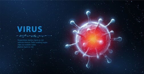 virus. abstract vector 3d microbe on blue background. computer virus, allergy bacteria, medical healthcare, microbiology concept. disease germ, pathogen organism, infectious micro virology