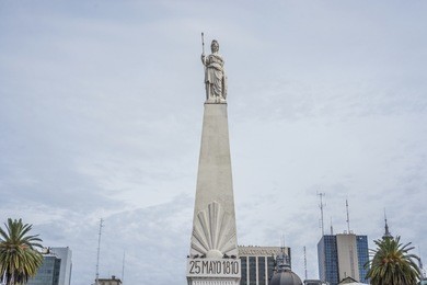 the piramide de mayo (may pyramid), on plaza de mayo square is the oldest national monument in the city of buenos aires, argentina.
