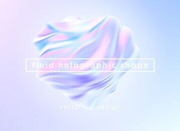 trendy realistic pattern with holographic 3d shape on blue background for banner design.  rainbow background. design template. fluid holographic pattern. vector illustration eps10