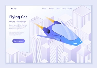 future technology - flying car, 3d isometric vector illustration, for graphic and web design