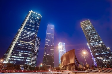 the night view of the city landscape in beijing, china