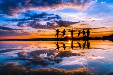 japan shikoku kagawa mitoyo chichibugahama beach sunset view